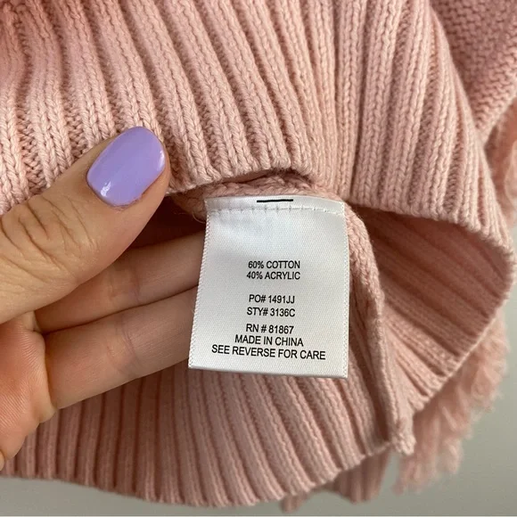 Kikit Cable Knit Fringe Sweater Pink M - Picture 6 of 9
